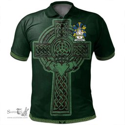 Irish Warren Coat of Arms Irish Polo Shirt Irish Cross with Celtic Knot and Claddagh Ring Polo Shirt