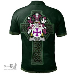 Irish Riggs Coat of Arms Irish Polo Shirt Irish Cross with Celtic Knot and Claddagh Ring Polo Shirt