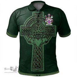 Irish Riggs Coat of Arms Irish Polo Shirt Irish Cross with Celtic Knot and Claddagh Ring Polo Shirt