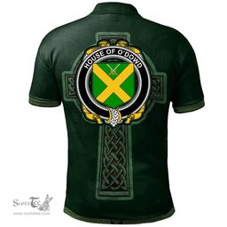 Irish House of O'DOWD Coat of Arms Irish Polo Shirt Irish Cross with Celtic Knot and Claddagh Ring Polo Shirt