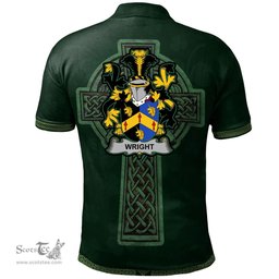 Irish Wright Coat of Arms Irish Polo Shirt Irish Cross with Celtic Knot and Claddagh Ring Polo Shirt