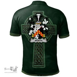 Irish Worth or McWorth Coat of Arms Irish Polo Shirt Irish Cross with Celtic Knot and Claddagh Ring Polo Shirt