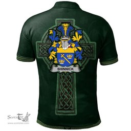 Irish Shinnick Coat of Arms Irish Polo Shirt Irish Cross with Celtic Knot and Claddagh Ring Polo Shirt