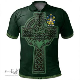 Irish Wethill Coat of Arms Irish Polo Shirt Irish Cross with Celtic Knot and Claddagh Ring Polo Shirt