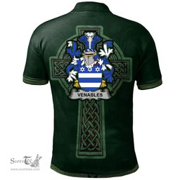 Irish Venables Coat of Arms Irish Polo Shirt Irish Cross with Celtic Knot and Claddagh Ring Polo Shirt