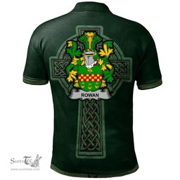 Irish Rowan Coat of Arms Irish Polo Shirt Irish Cross with Celtic Knot and Claddagh Ring Polo Shirt