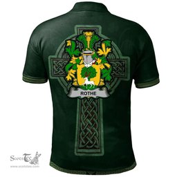 Irish Rothe Coat of Arms Irish Polo Shirt Irish Cross with Celtic Knot and Claddagh Ring Polo Shirt