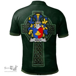Irish Winch Coat of Arms Irish Polo Shirt Irish Cross with Celtic Knot and Claddagh Ring Polo Shirt