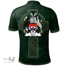 Irish Wren or Wrenn Coat of Arms Irish Polo Shirt Irish Cross with Celtic Knot and Claddagh Ring Polo Shirt