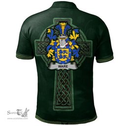 Irish Ware Coat of Arms Irish Polo Shirt Irish Cross with Celtic Knot and Claddagh Ring Polo Shirt