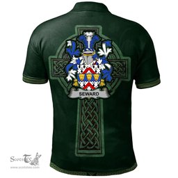 Irish Seward Coat of Arms Irish Polo Shirt Irish Cross with Celtic Knot and Claddagh Ring Polo Shirt