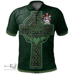 Irish Trench Coat of Arms Irish Polo Shirt Irish Cross with Celtic Knot and Claddagh Ring Polo Shirt