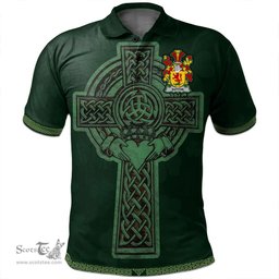Irish Sutton Coat of Arms Irish Polo Shirt Irish Cross with Celtic Knot and Claddagh Ring Polo Shirt