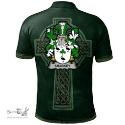 Irish Sharkey or O'Sharkey Coat of Arms Irish Polo Shirt Irish Cross with Celtic Knot and Claddagh Ring Polo Shirt
