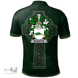 Irish Rossiter Coat of Arms Irish Polo Shirt Irish Cross with Celtic Knot and Claddagh Ring Polo Shirt