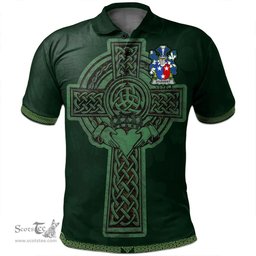 Irish Studdert Coat of Arms Irish Polo Shirt Irish Cross with Celtic Knot and Claddagh Ring Polo Shirt