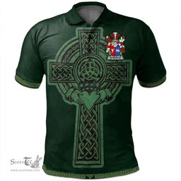 Irish Wybrants Coat of Arms Irish Polo Shirt Irish Cross with Celtic Knot and Claddagh Ring Polo Shirt