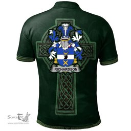 Irish Richardson Coat of Arms Irish Polo Shirt Irish Cross with Celtic Knot and Claddagh Ring Polo Shirt