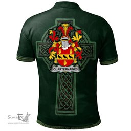 Irish Quartermaines Coat of Arms Irish Polo Shirt Irish Cross with Celtic Knot and Claddagh Ring Polo Shirt