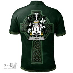 Irish Tighe or O'Teague Coat of Arms Irish Polo Shirt Irish Cross with Celtic Knot and Claddagh Ring Polo Shirt