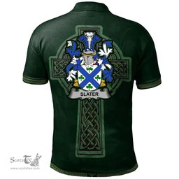 Irish Slater or Slator Coat of Arms Irish Polo Shirt Irish Cross with Celtic Knot and Claddagh Ring Polo Shirt