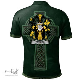 Irish Towers Coat of Arms Irish Polo Shirt Irish Cross with Celtic Knot and Claddagh Ring Polo Shirt