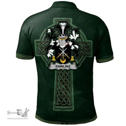 Irish Rawlins Coat of Arms Irish Polo Shirt Irish Cross with Celtic Knot and Claddagh Ring Polo Shirt