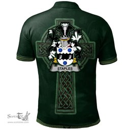 Irish Staples Coat of Arms Irish Polo Shirt Irish Cross with Celtic Knot and Claddagh Ring Polo Shirt