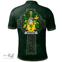 Irish Sheridan Coat of Arms Irish Polo Shirt Irish Cross with Celtic Knot and Claddagh Ring Polo Shirt