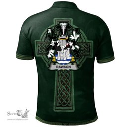 Irish Rawson Coat of Arms Irish Polo Shirt Irish Cross with Celtic Knot and Claddagh Ring Polo Shirt