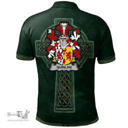 Irish Quinlan or O'Quinlevan Coat of Arms Irish Polo Shirt Irish Cross with Celtic Knot and Claddagh Ring Polo Shirt