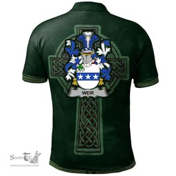 Irish Weir or McWeir Coat of Arms Irish Polo Shirt Irish Cross with Celtic Knot and Claddagh Ring Polo Shirt