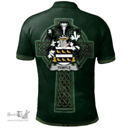 Irish Temple Coat of Arms Irish Polo Shirt Irish Cross with Celtic Knot and Claddagh Ring Polo Shirt