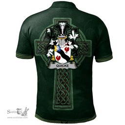 Irish Quicke Coat of Arms Irish Polo Shirt Irish Cross with Celtic Knot and Claddagh Ring Polo Shirt