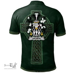 Irish Salmon Coat of Arms Irish Polo Shirt Irish Cross with Celtic Knot and Claddagh Ring Polo Shirt