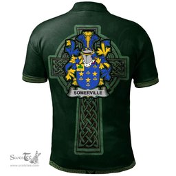 Irish Somerville Coat of Arms Irish Polo Shirt Irish Cross with Celtic Knot and Claddagh Ring Polo Shirt