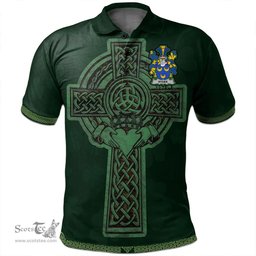 Irish Ryder Coat of Arms Irish Polo Shirt Irish Cross with Celtic Knot and Claddagh Ring Polo Shirt