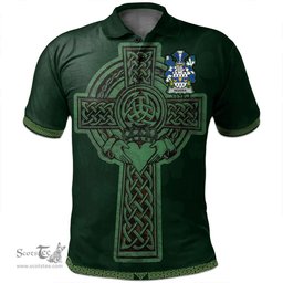 Irish Reader Coat of Arms Irish Polo Shirt Irish Cross with Celtic Knot and Claddagh Ring Polo Shirt