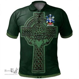 Irish Rafter Coat of Arms Irish Polo Shirt Irish Cross with Celtic Knot and Claddagh Ring Polo Shirt