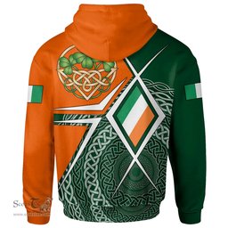 Irish Devlin or O'Devlin Family Crest Irish Hoodie Ireland Green White and Orange Irish Legend Hoodie