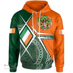 Irish McGrath or McGraw Family Crest Irish Hoodie Ireland Green White and Orange Irish Legend Hoodie