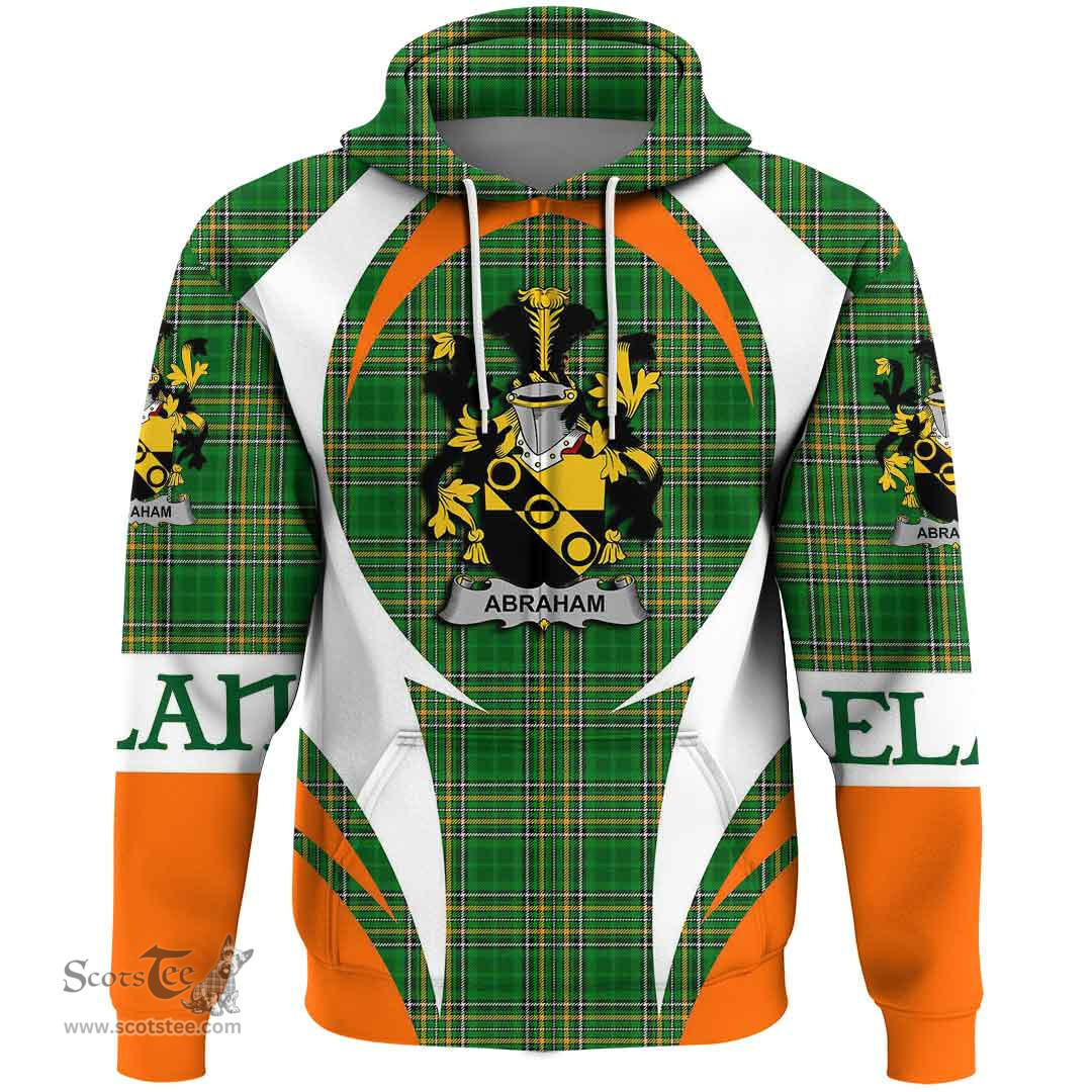 Irish Abraham Coat of Arms Family Crest Ireland Hoodie Irish National Tartan Action Style