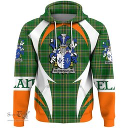 Irish Bermingham Coat of Arms Family Crest Ireland Hoodie Irish National Tartan Action Style