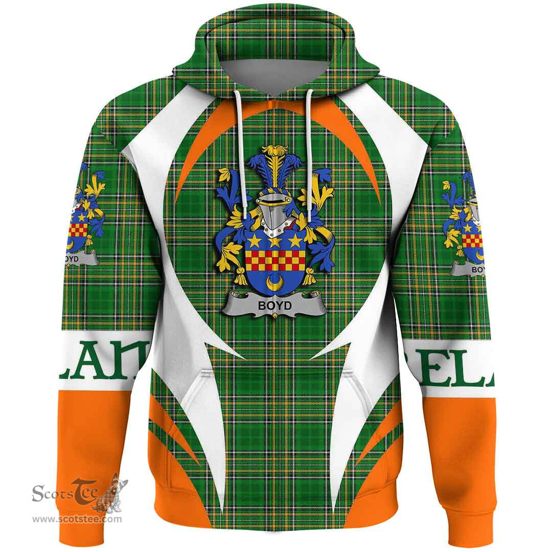 Irish Boyd (of Danson) Coat of Arms Family Crest Ireland Hoodie Irish National Tartan Action Style