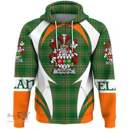 Irish Atkinson Coat of Arms Family Crest Ireland Hoodie Irish National Tartan Action Style