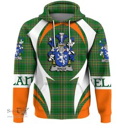 Irish Balle Coat of Arms Family Crest Ireland Hoodie Irish National Tartan Action Style