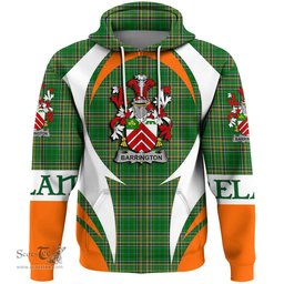 Irish Barrington Coat of Arms Family Crest Ireland Hoodie Irish National Tartan Action Style