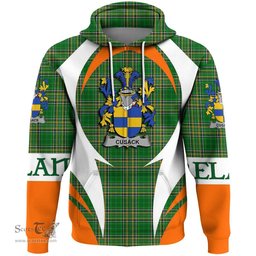 Irish Cusack Coat of Arms Family Crest Ireland Hoodie Irish National Tartan Action Style