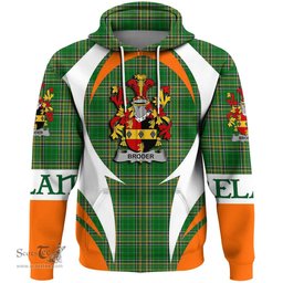 Irish Broder or O Broder Coat of Arms Family Crest Ireland Hoodie Irish National Tartan Action Style