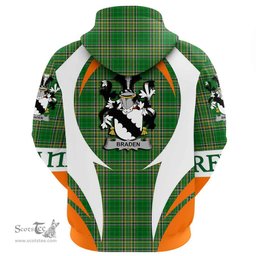 Irish Braden or O Braden Coat of Arms Family Crest Ireland Hoodie Irish National Tartan Action Style